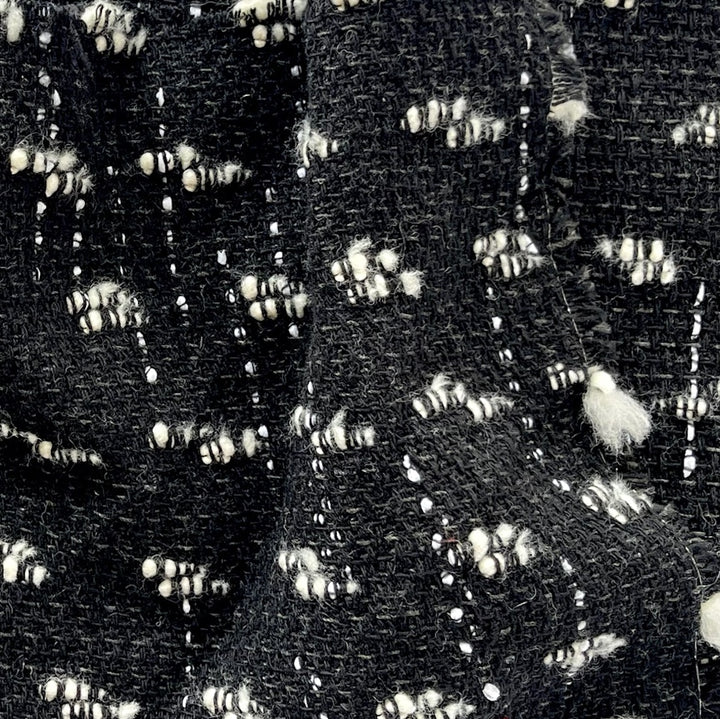 Couture Pearl & Onyx Musical Lines Cotton Blend Bouclé (Made in Italy)