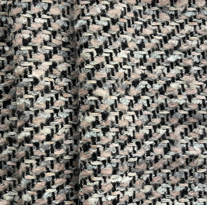 Ferragamo Pale Shell Pink, Obsidian & Fog Cotton Blend Bouclé (Made in Italy)