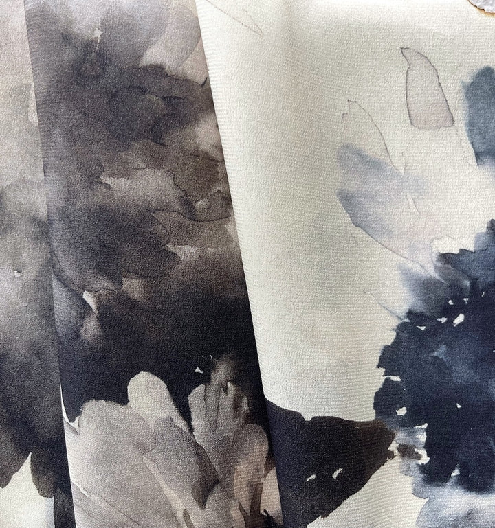 Semi-Sheer Floral Storm Clouds Silk Chiffon (Made in Italy)