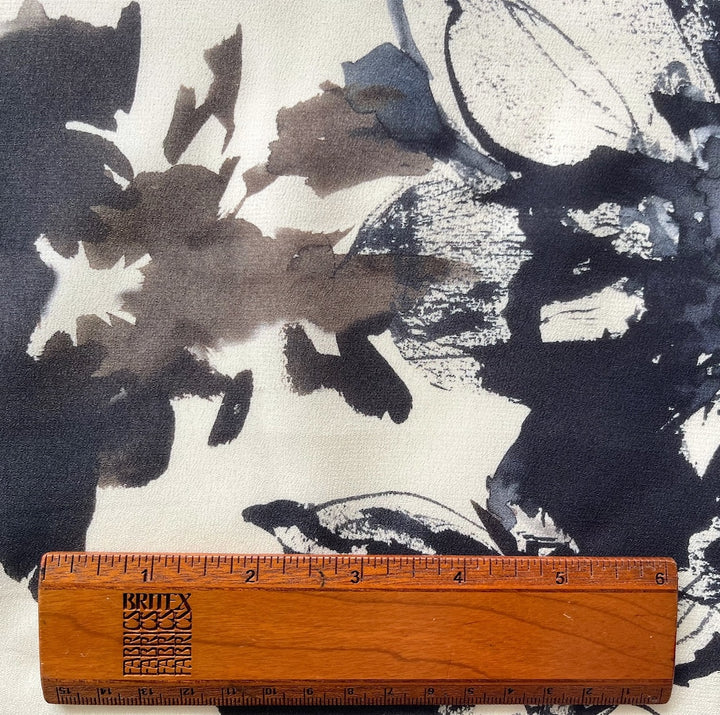 Semi-Sheer Floral Storm Clouds Silk Chiffon (Made in Italy)