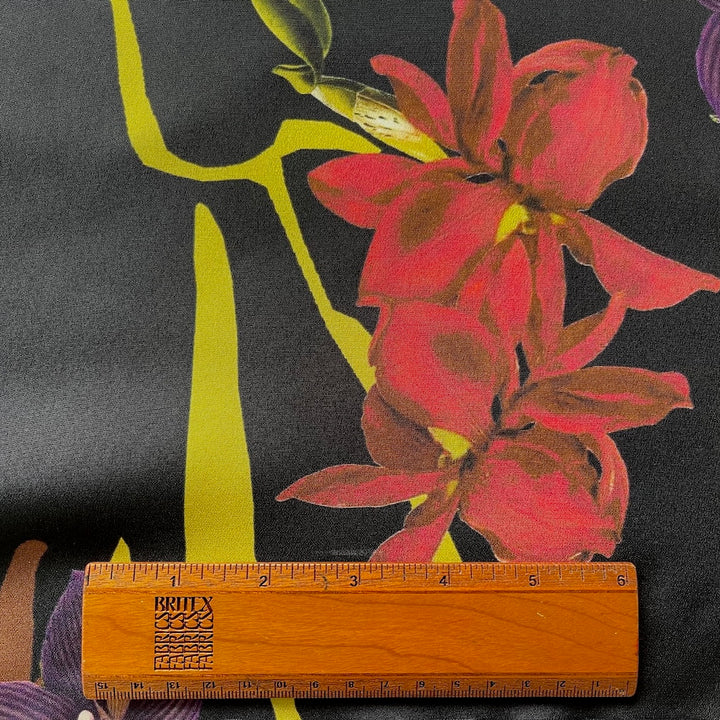 Etro Larger-Scale Butterflies & Orchids Silk Crepe (Made in Italy)