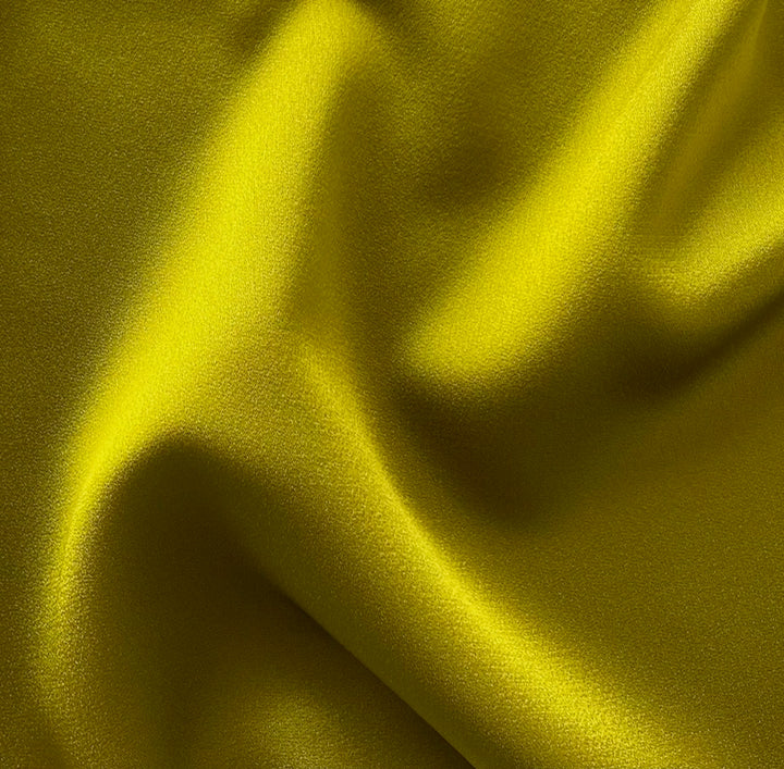 High-End Soft Chartreuse Reversible Rayon Viscose Blend Satin/Crepe (Made in Italy)