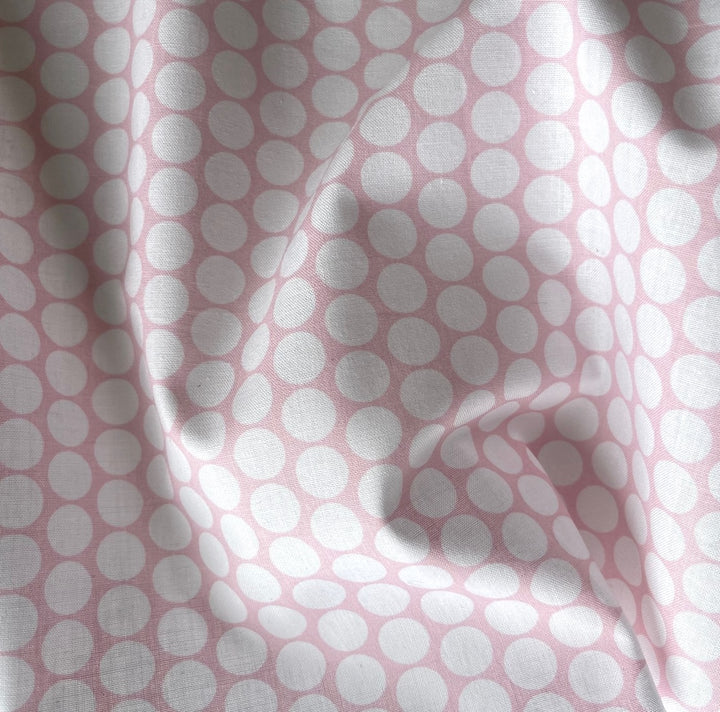 White Dots on Cotton Candy Pink Cotton Poplin (Made in Italy)