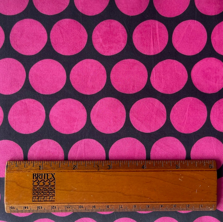Magenta Coin Dots on Midnight Navy Cotton Poplin (Made in Italy)