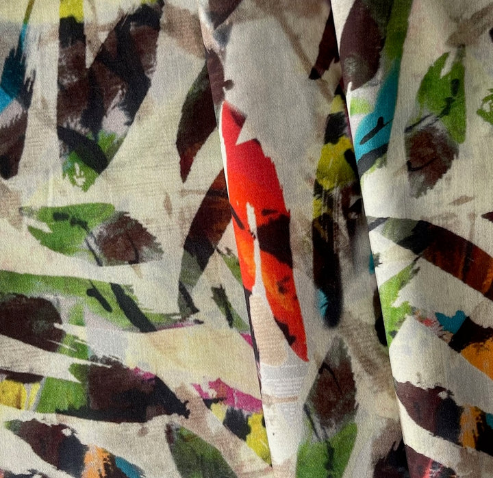 Mid-Weight Shadowed Floating Feathers Stretch Cotton (Made in Italy)