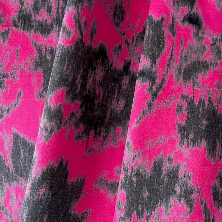 Mid-Weight Floral Raspberry Drizzle Stretch Cotton Sateen (Made in Italy)