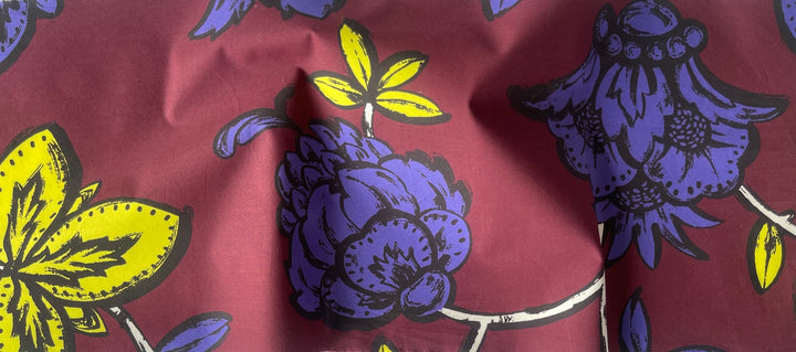 Large-Scale Flowering Artichokes on Beaujolais Cotton Poplin (Made in Italy)