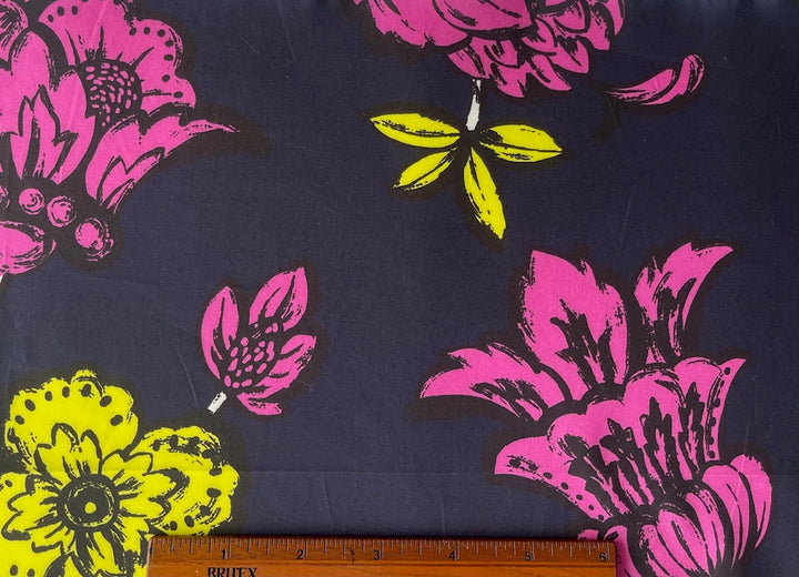 Large-Scale Flowering Artichokes on India Ink Navy Cotton Poplin (Made in Italy)