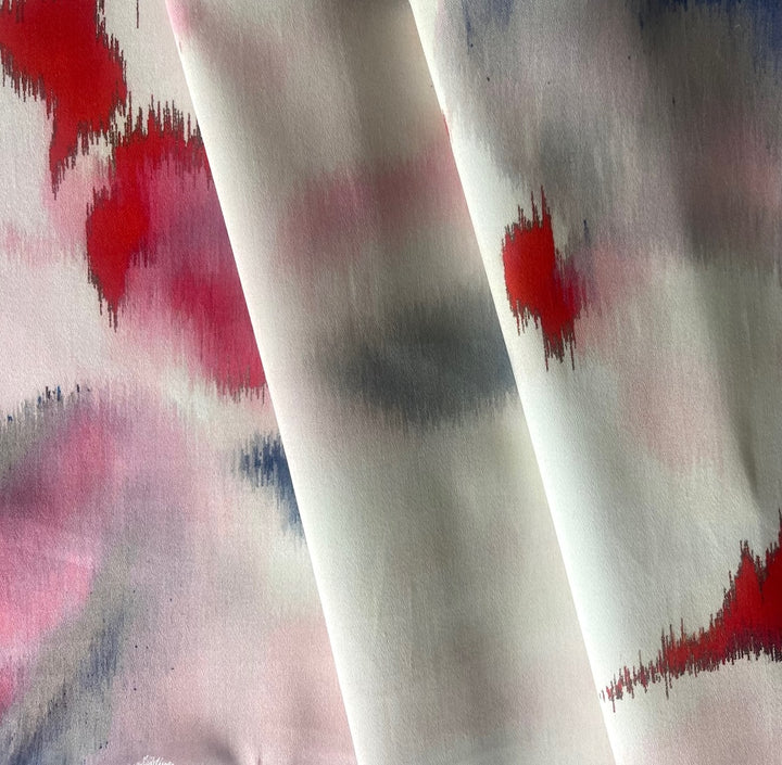 Alberta Ferretti Hand-Painted Ikat-Style Stretch Cotton Sateen (Made in Italy)