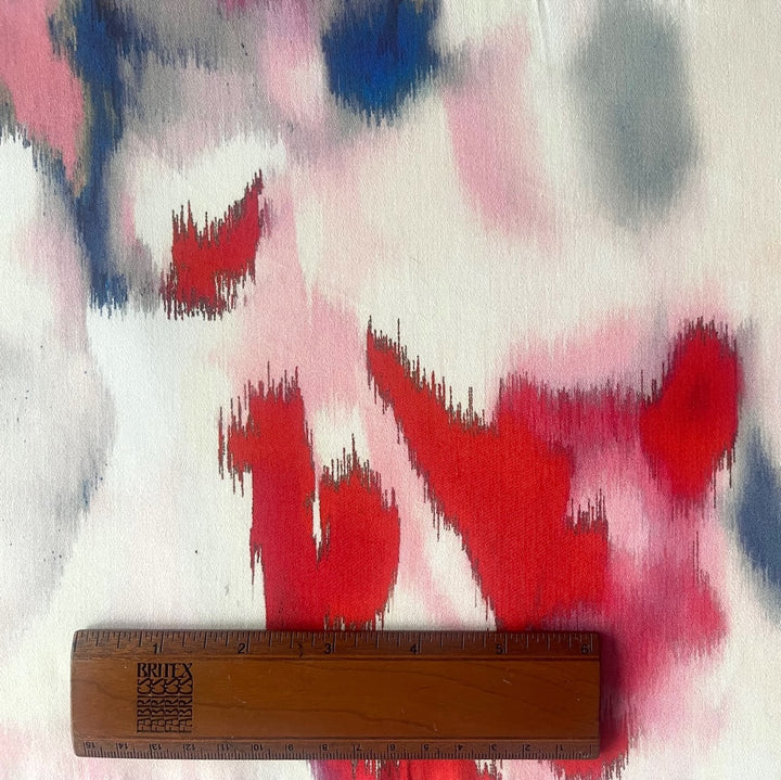 Alberta Ferretti Hand-Painted Ikat-Style Stretch Cotton Sateen (Made in Italy)