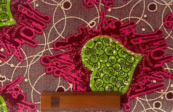 Fiddlehead Lime Hearts Dutch Waxed Cotton (Made in Ghana)