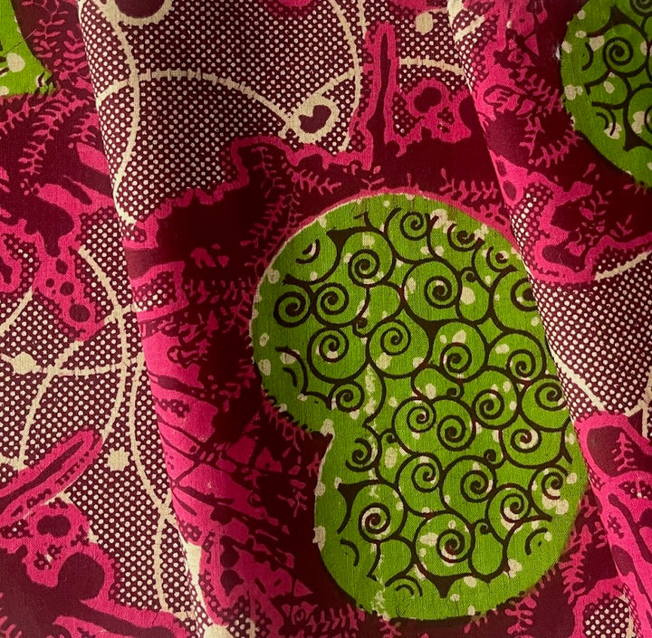 Fiddlehead Lime Hearts Dutch Waxed Cotton (Made in Ghana)