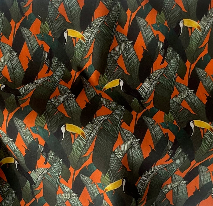 Durante of Toucans in the Palms Cotton Lawn (Made in Italy)