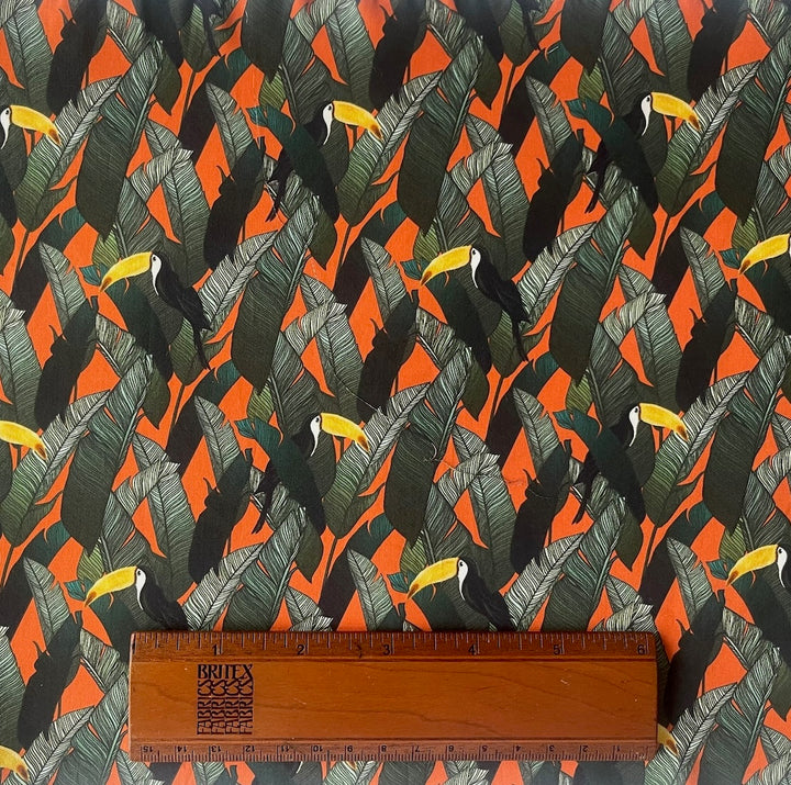 Durante of Toucans in the Palms Cotton Lawn (Made in Italy)