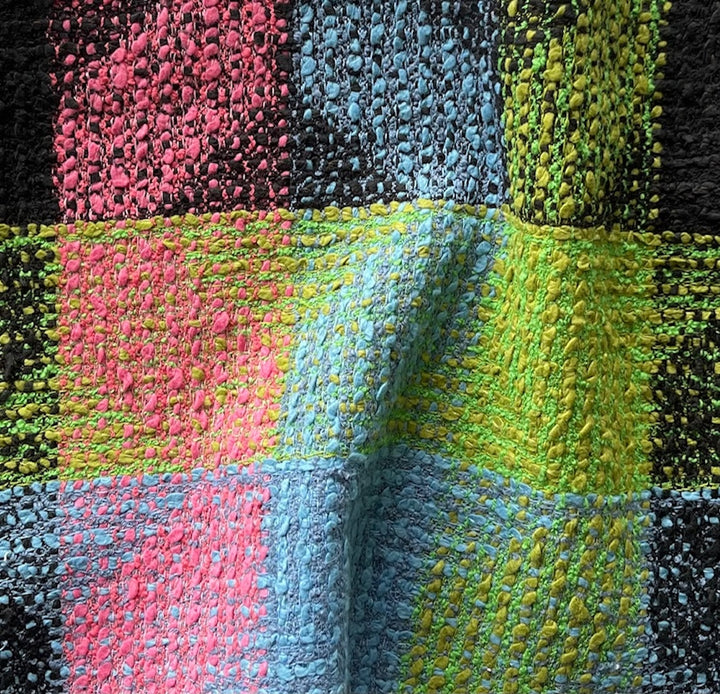 Couture Dynamic Peony Pink & Lawn Green Cotton Blend Bouclé (Made in Italy)
