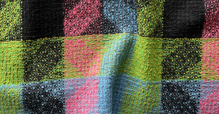 Couture Dynamic Peony Pink & Lawn Green Cotton Blend Bouclé (Made in Italy)