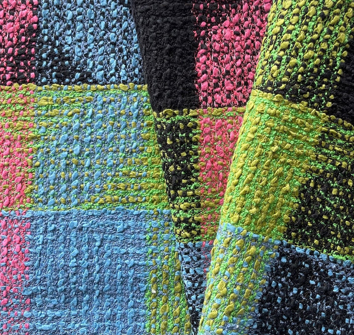 Couture Dynamic Peony Pink & Lawn Green Cotton Blend Bouclé (Made in Italy)