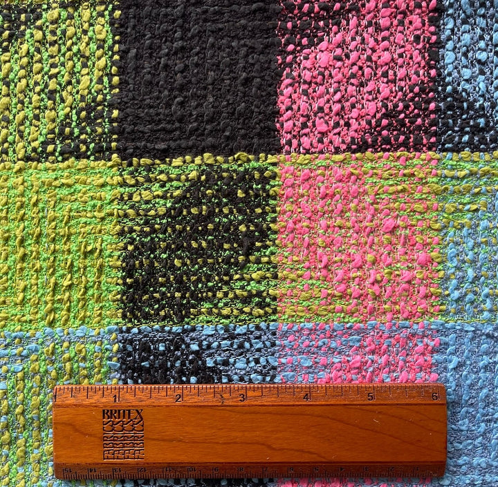 Couture Dynamic Peony Pink & Lawn Green Cotton Blend Bouclé (Made in Italy)