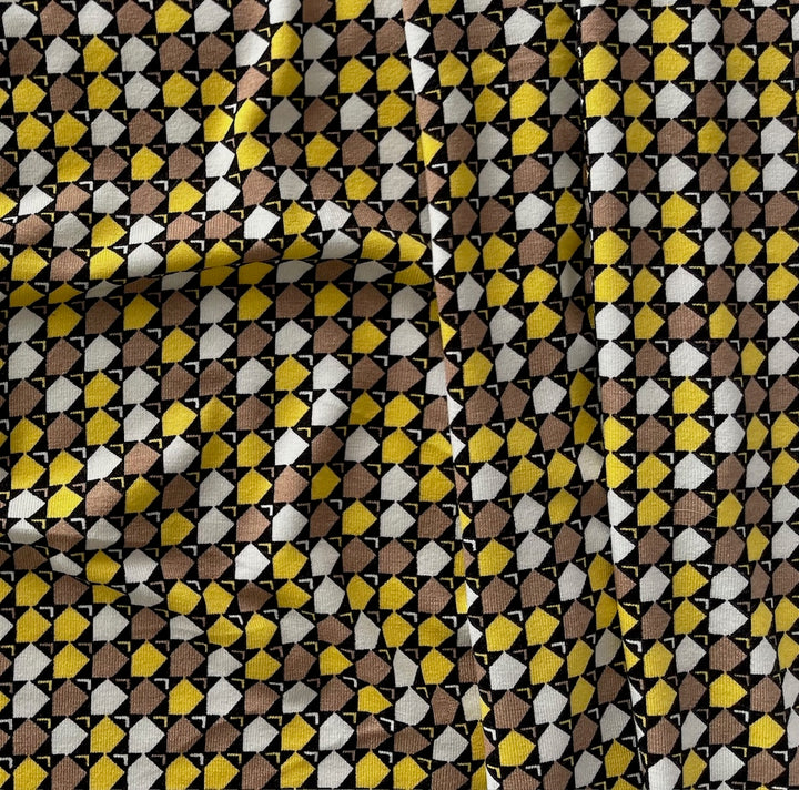 Drapey Café au Lait & Banana Pentagons Rayon Jersey Knit (Made in Italy)