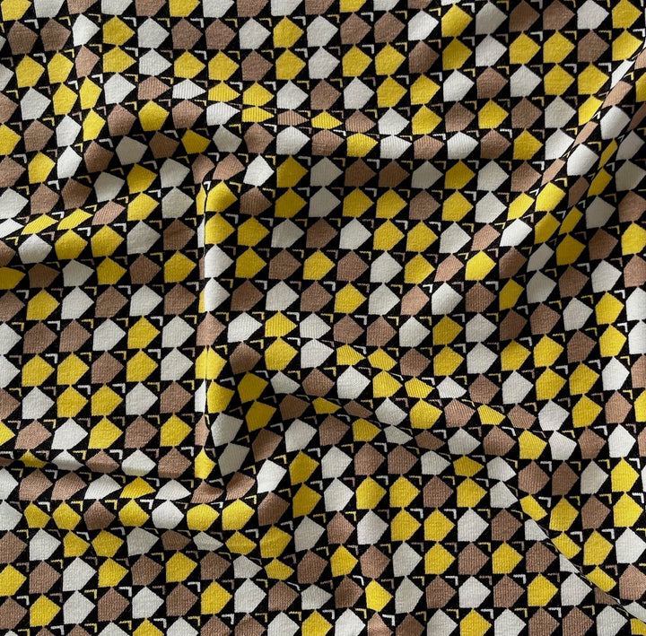 Drapey Café au Lait & Banana Pentagons Rayon Jersey Knit (Made in Italy)