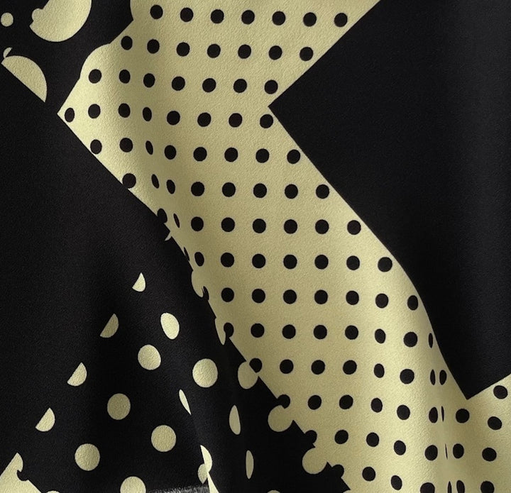 Ungaro Dots Galore on Black Rayon Viscose Crepe  (Made in Italy)