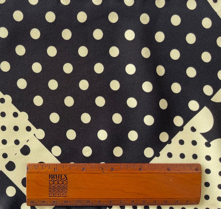 Ungaro Dots Galore on Black Rayon Viscose Crepe  (Made in Italy)