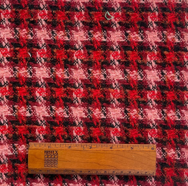 Etro Plaid Carnation & Merlot Wool Blend Bouclé (Made in Italy)
