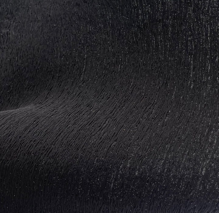 Chic Black Densely Crinkled Stretch Silk Crepe (Made in Italy)