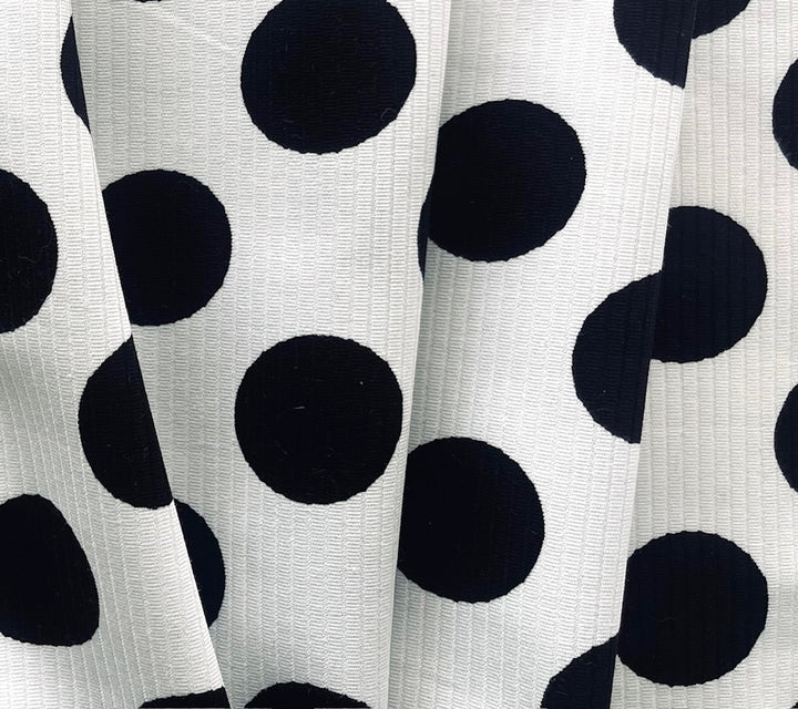 D & G 1 1/2" Black Dots Cotton Pique Rayeur (Made in Italy)