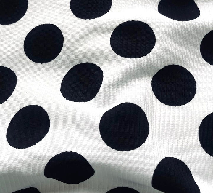 D & G 1 1/2" Black Dots Cotton Pique Rayeur (Made in Italy)
