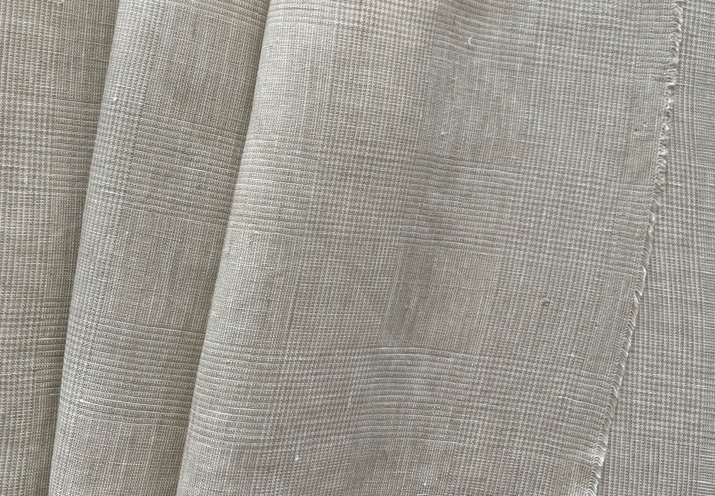 Light-Weight Pale Fawn & White Plaid Linen (Made in Poland)