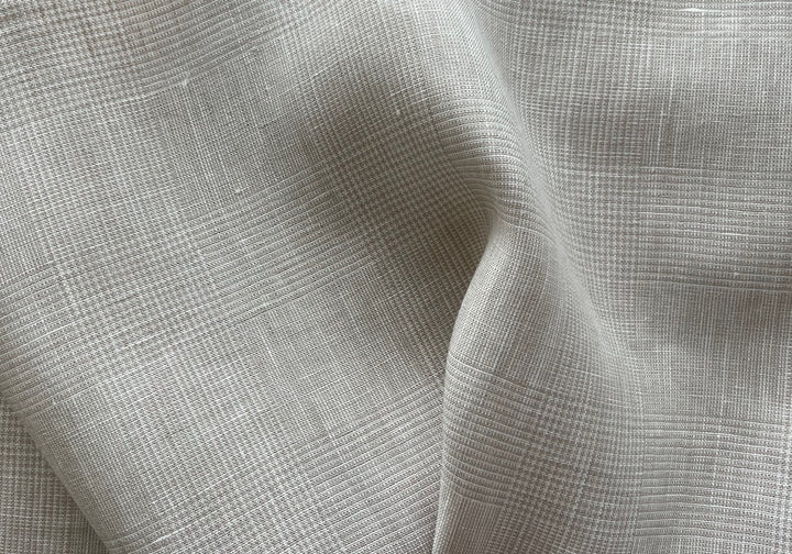 Light-Weight Pale Fawn & White Plaid Linen (Made in Poland)