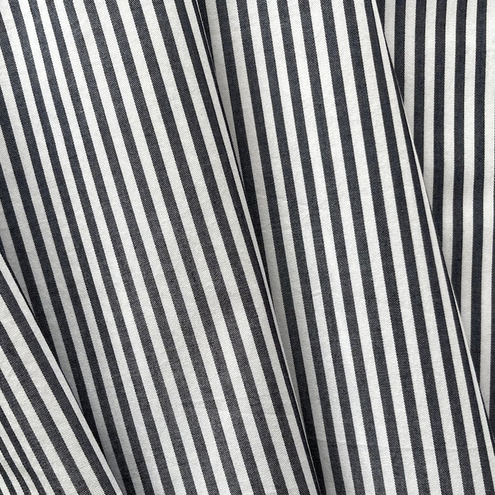 Traditional Black & White Striped Cotton Shirting (Made in Italy)