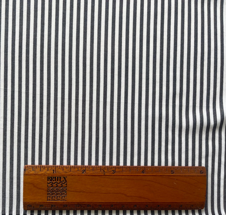 Traditional Black & White Striped Cotton Shirting (Made in Italy)