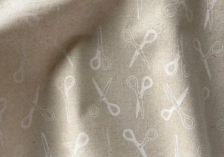Light-Weight White Sewing Scissors on Natural Cotton & Linen Canvas (Made in Japan)
