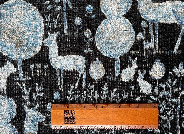 Magical Midnight Forest Creatures Viscose Blend Brocade Tapestry (Made in Turkey)