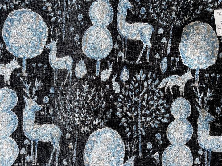 Magical Midnight Forest Creatures Viscose Blend Brocade Tapestry (Made in Turkey)