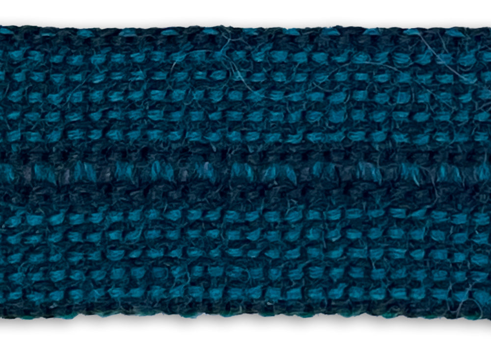 1 1/8" Teal Green & Black Braided Fold-Over Wool Trim (Made in Japan)