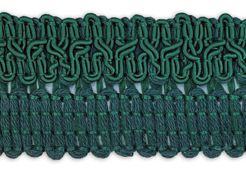 1 1/2" Hunter Green Fold-Over Polyester Gimp Trim (Made in Germany)