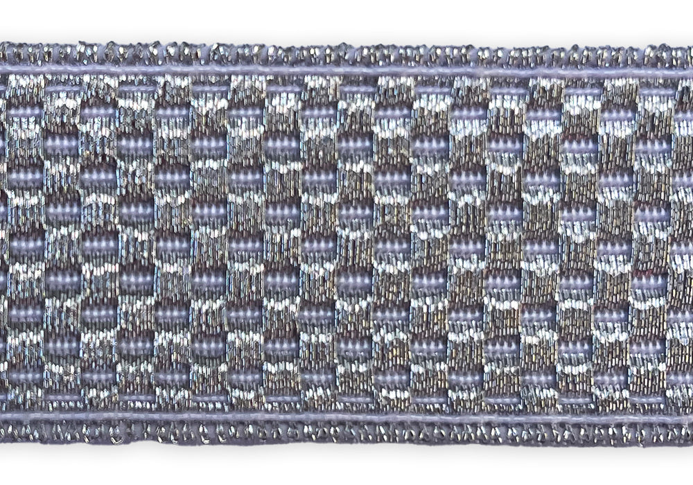 1" Metallic Silver Checkered Flat Trim (Made in Germany)