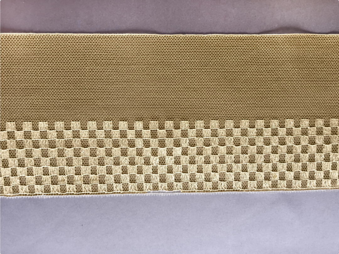 3 1/2" Antique Beige Checkered Vintage Cotton Lace Trim (Made in France)