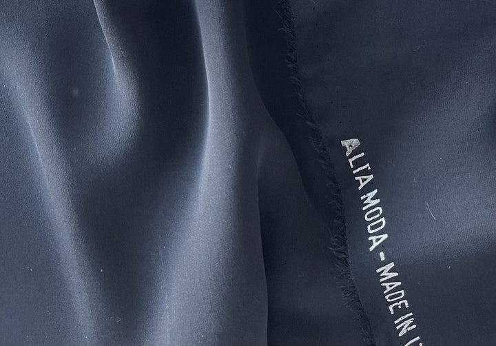 Jet Black Crepe-Weave Silk Satin Charmeuse (Made in Italy)