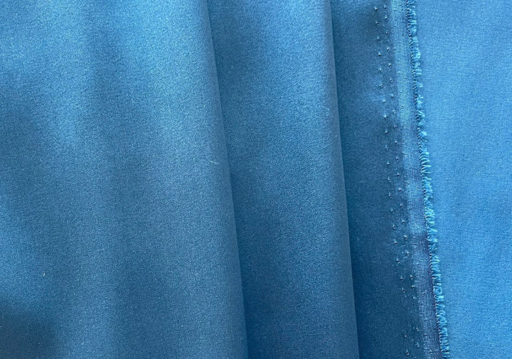Cool Steel Blue Stretch Silk Satin Charmeuse (Made in Italy)