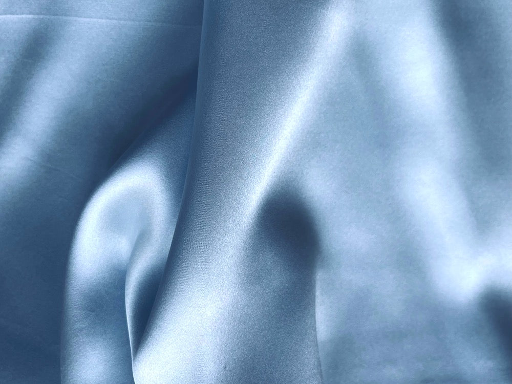 Frosted Sky Blue Silk Satin Charmeuse (Made in Italy)