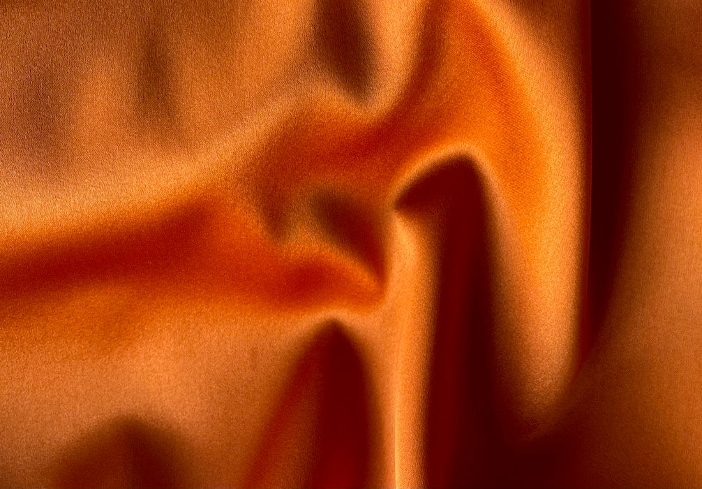 High-End Orange Flambé Stretch Silk Satin Charmeuse (Made in Italy)