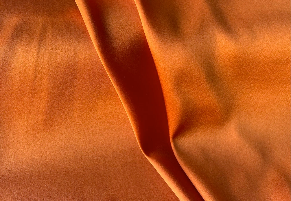 High-End Orange Flambé Stretch Silk Satin Charmeuse (Made in Italy)