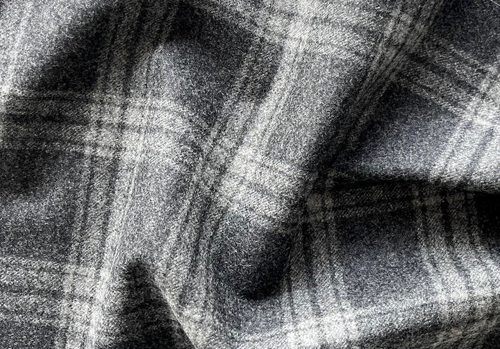 Vitale Barberis Canonico Pearl & Charcoal Plaid Wool Flannel (Made in Italy)