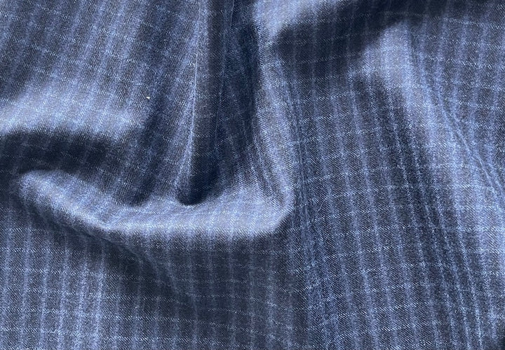 Lighter-Weight Navy Check Wool Flannel (Made in Italy)