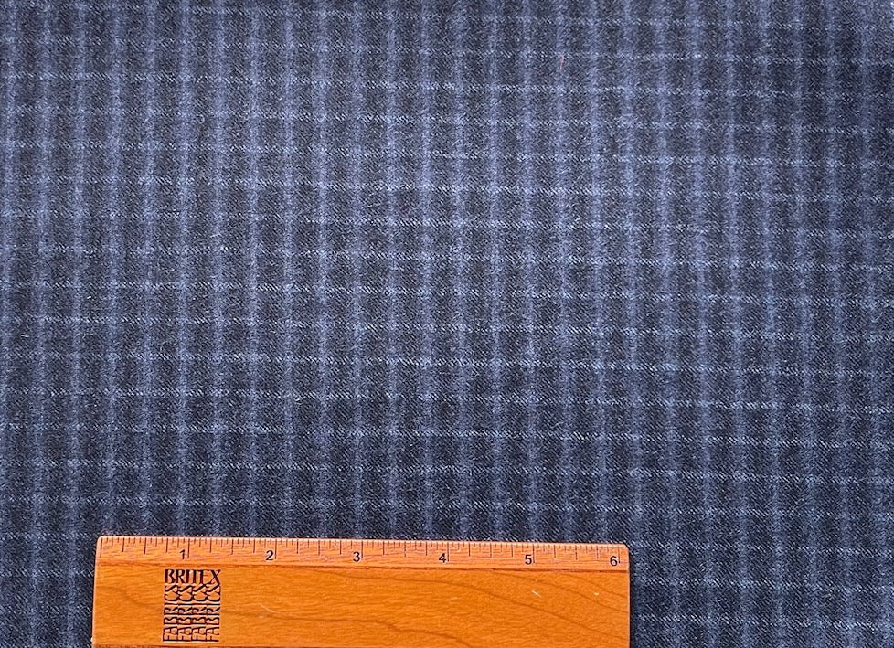 Lighter-Weight Navy Check Wool Flannel (Made in Italy)