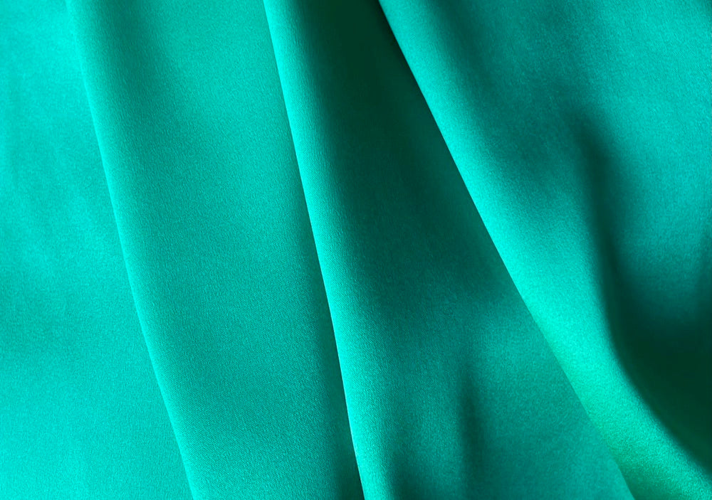 High-End Emerald Green Stretch Silk Satin Charmeuse (Made in Italy)